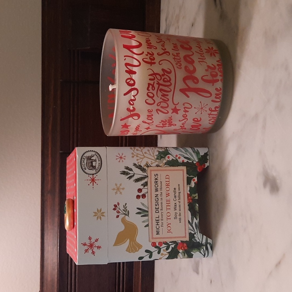 NWT.  Michel Design Works Joy to the World Soy Candle in Decorative Box